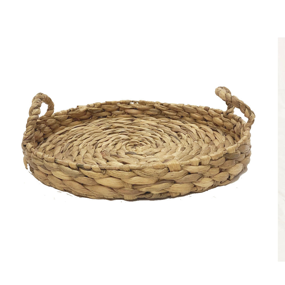 Natural Round Water Hyacinth Tray With Handle MRC018