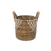 Natural Banana Fiber Basket With White Macrame And Handle - Small MRC045-S