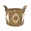 Natural Banana Fiber Basket With White Macrame And Handles - Large MRC048-L