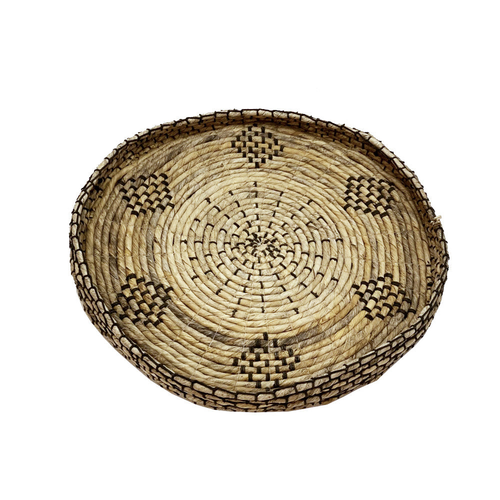 Natural Banana Tray With Black Macrame MRC062