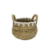 Natural Banana Fiber Basket With White Macrame - Small MRC089-S