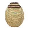 Cream And Dark Brown Palm Raffia Vase - Large MRC120-L