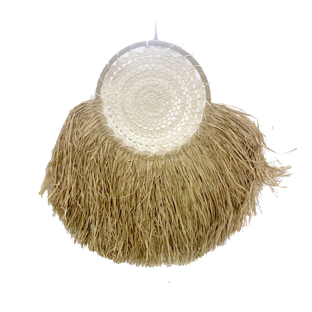 White Macrame With Natural Mendong Wall Decoration MRC205