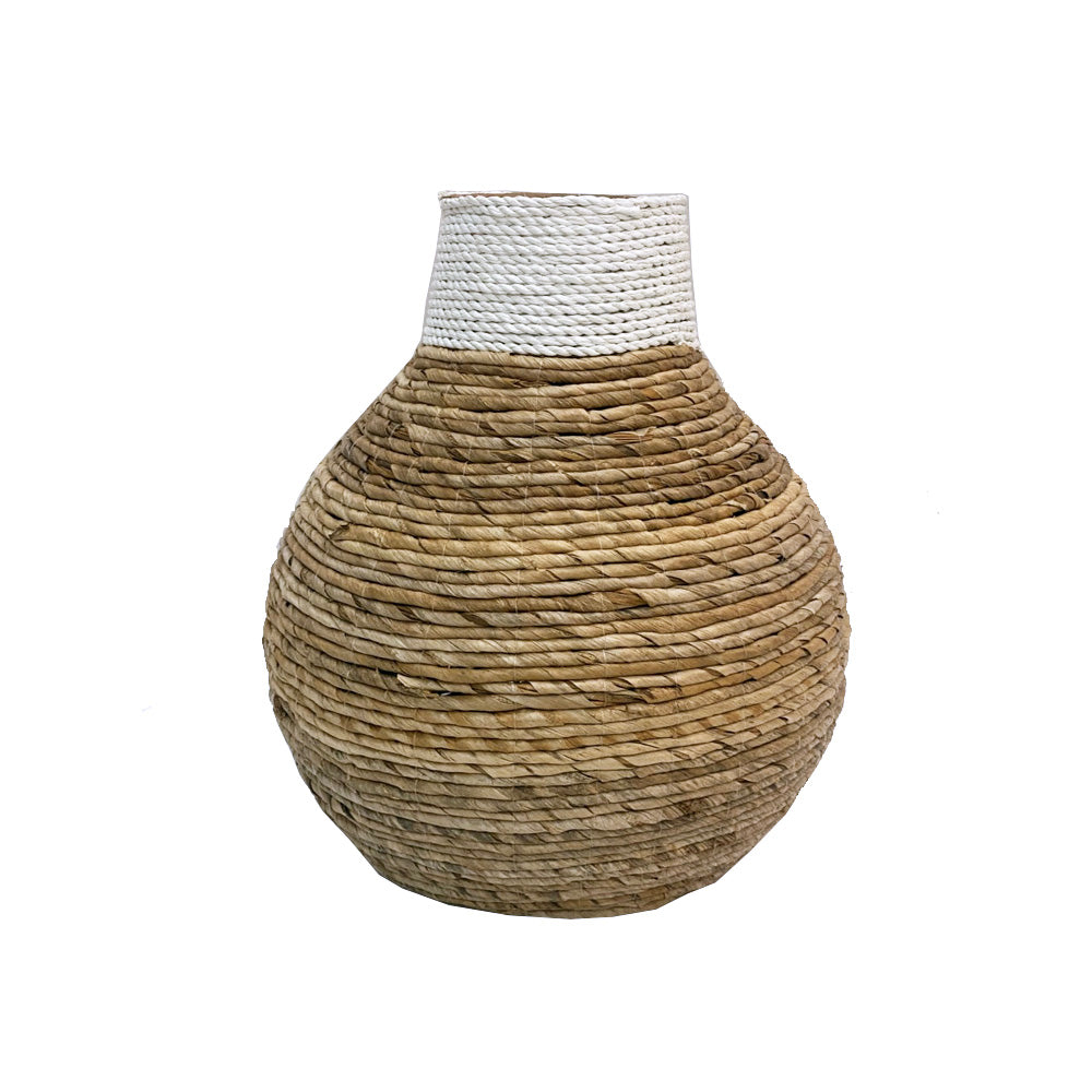 Abaca Vase with White Raffia Trim MRC232