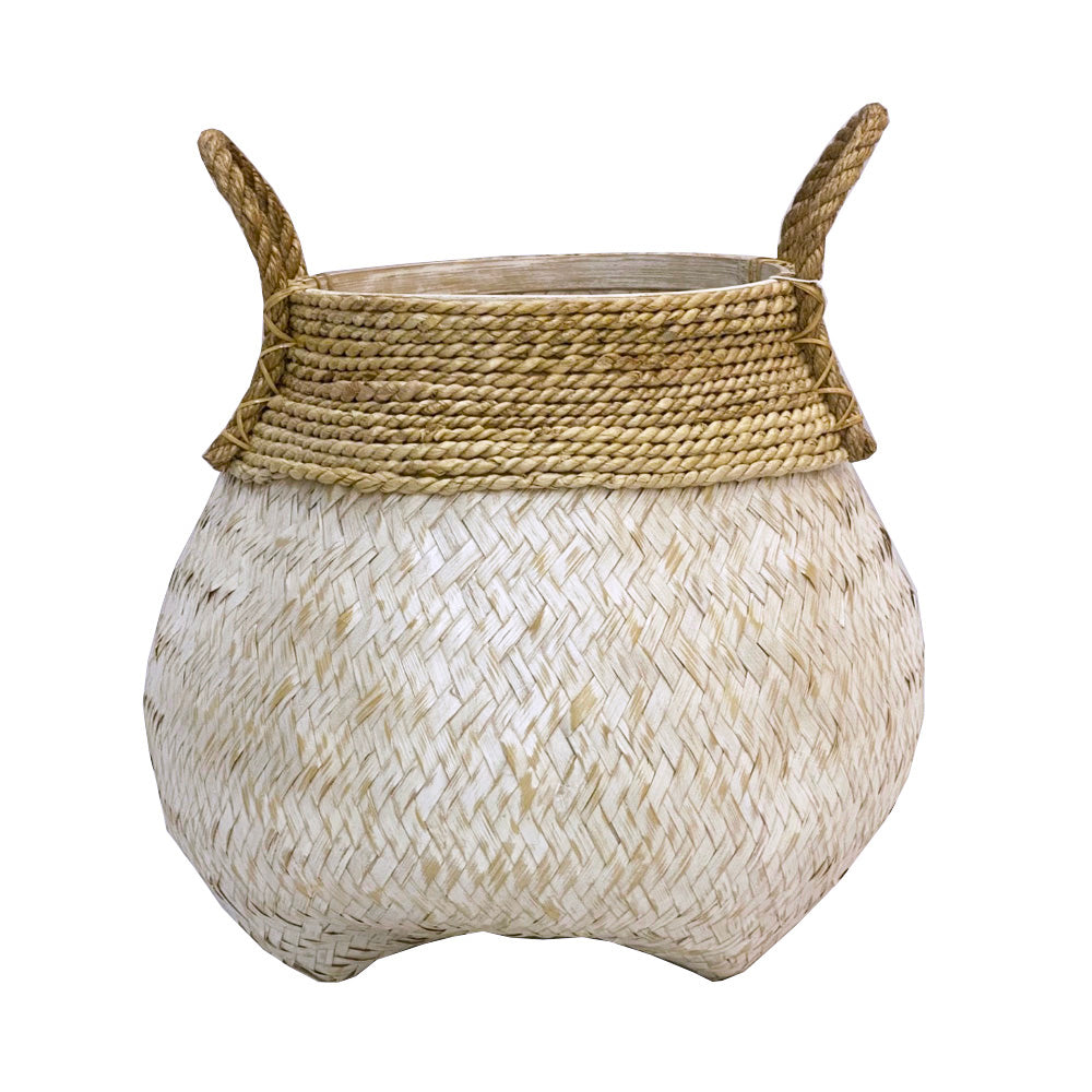 White & Natural Bamboo Belly Basket MRC234