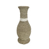 Brown Rattan Floor Vase with White Stripe - Small MRC309