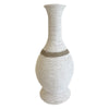 White Rattan Floor Vase with Brown Stripe - Large MRC312