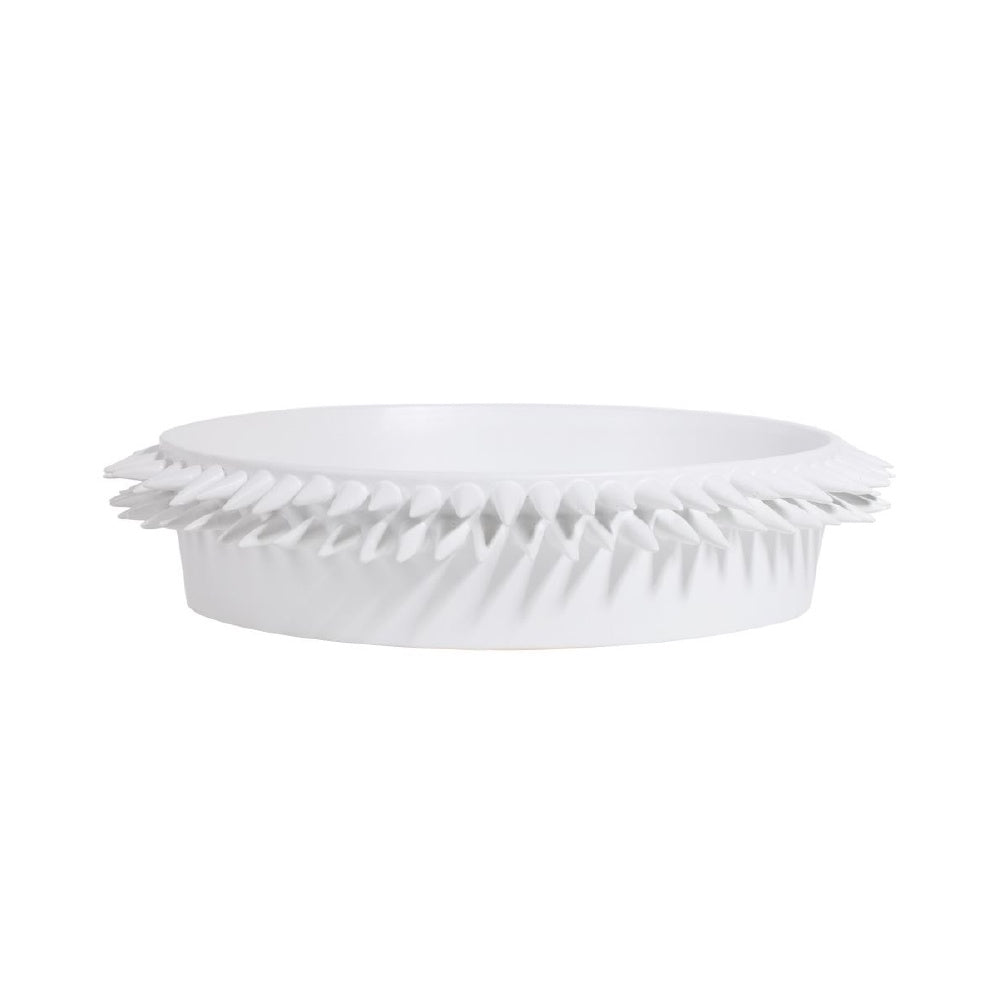 White Ceramic Shallow Bowl with Spike Detail OMS04017180W