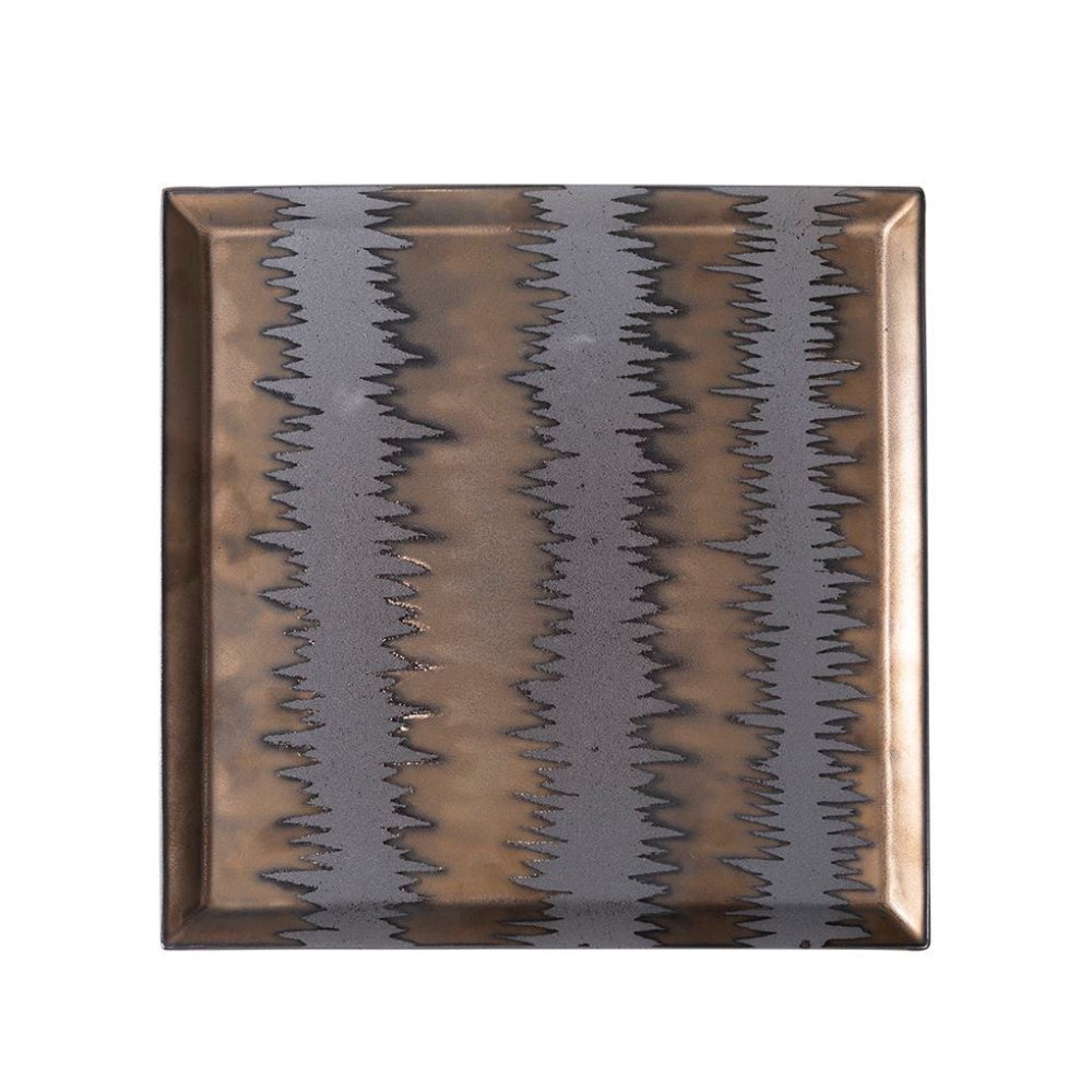 Grey & Bronze Square Ceramic Tray RYST3695J