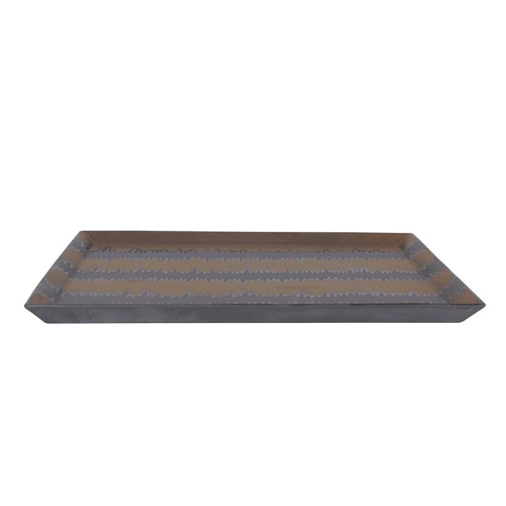 Grey & Bronze Rectangular Ceramic Tray RYST3696J