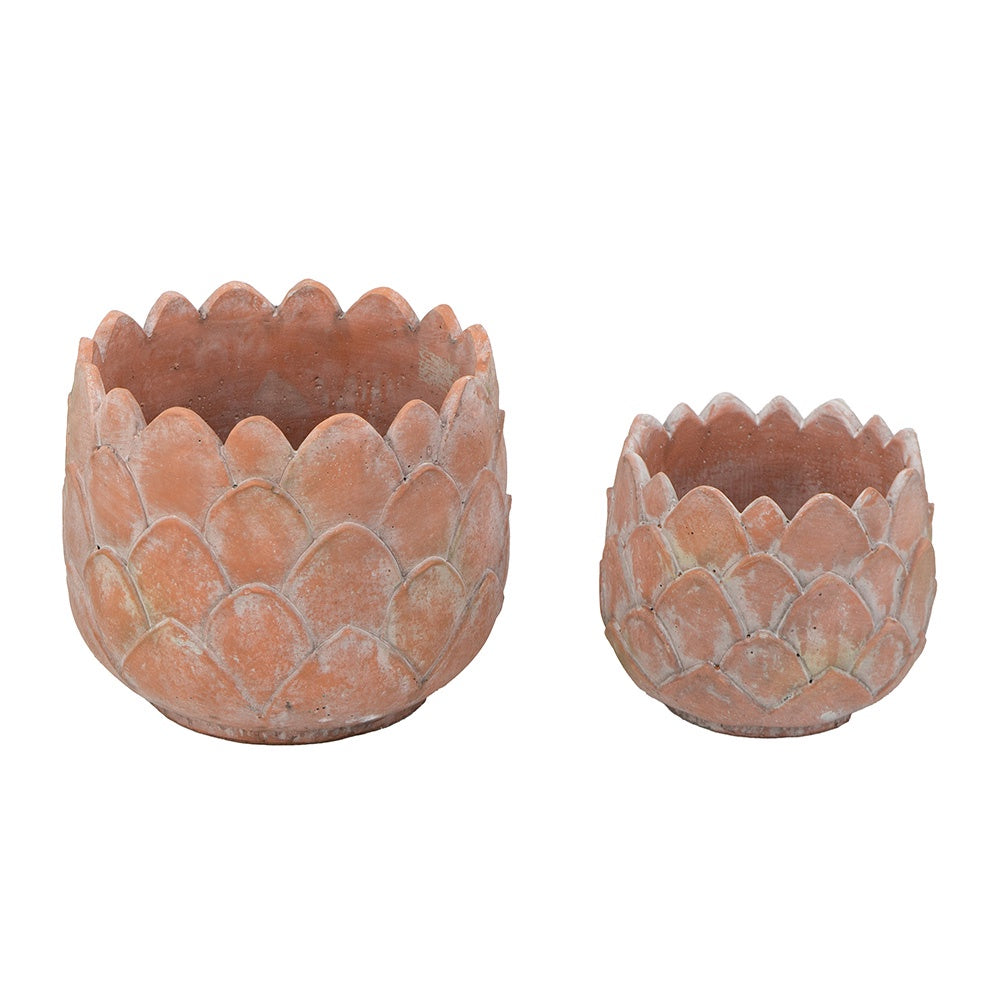 Set of 2 Clay Colored Cement Planters SA60069