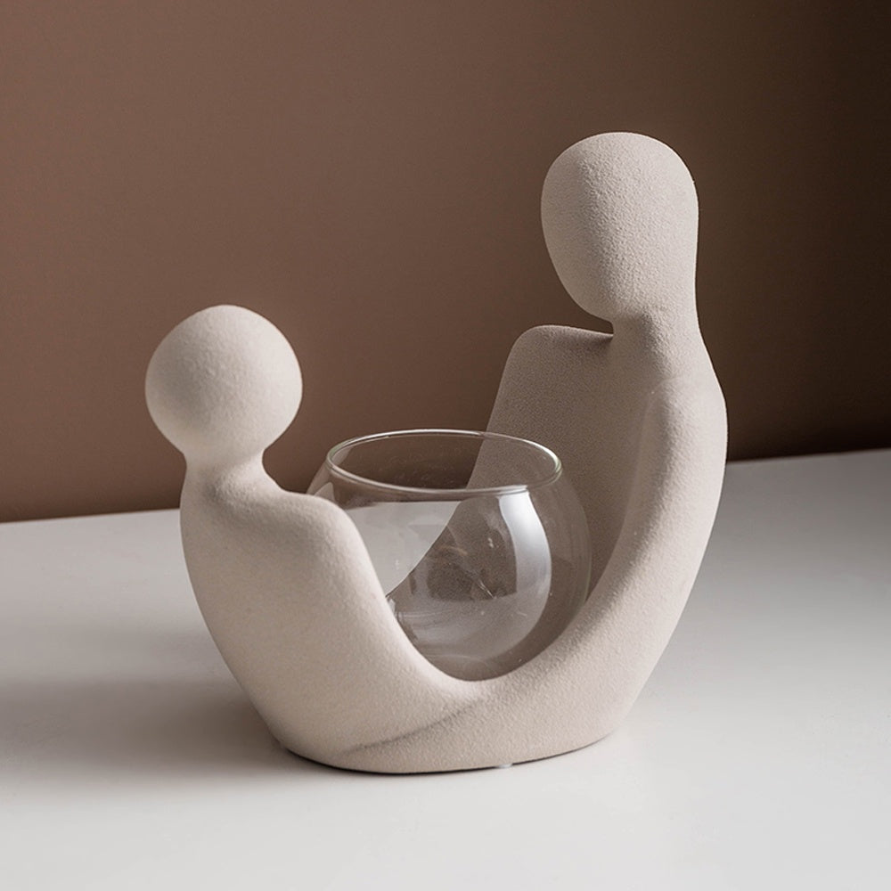 Beige Resin Figurative Bud Vase/Candleholder - Double SHCD0270271
