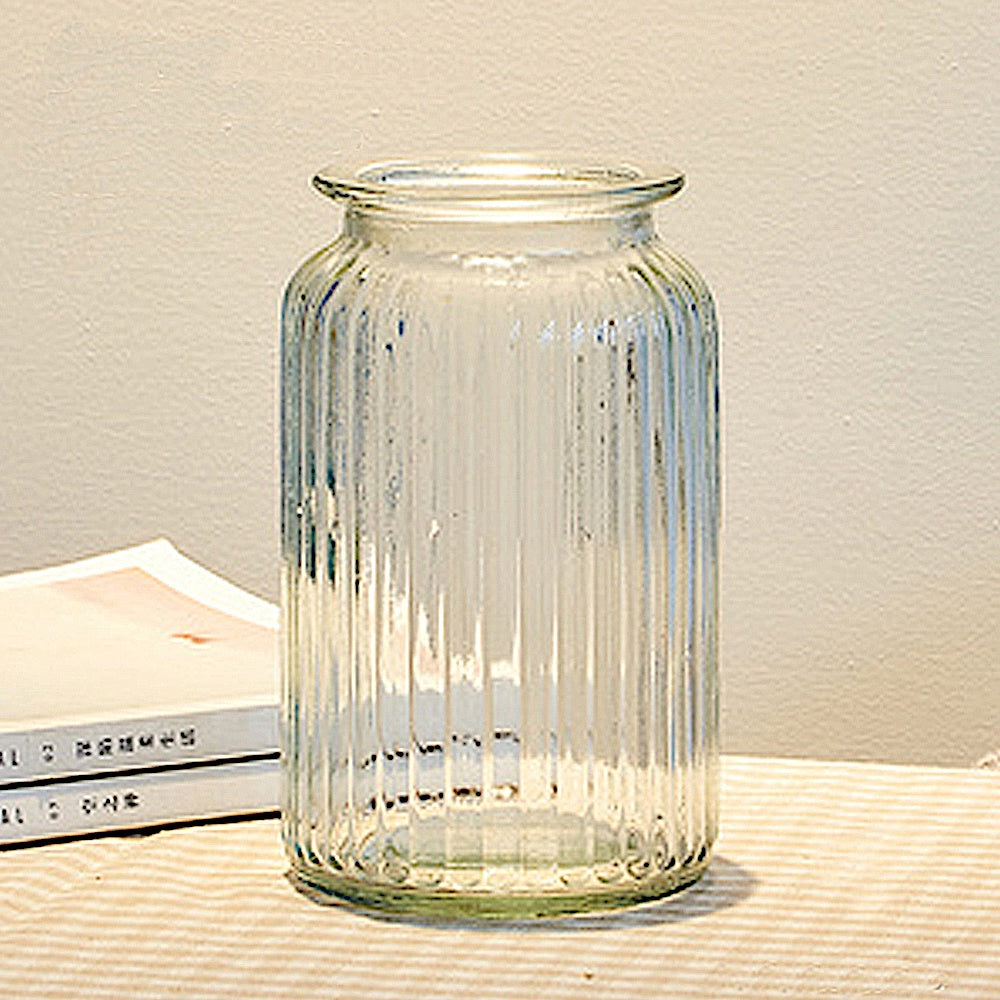 Clear Glass Ribbed Vase SHCE00290026