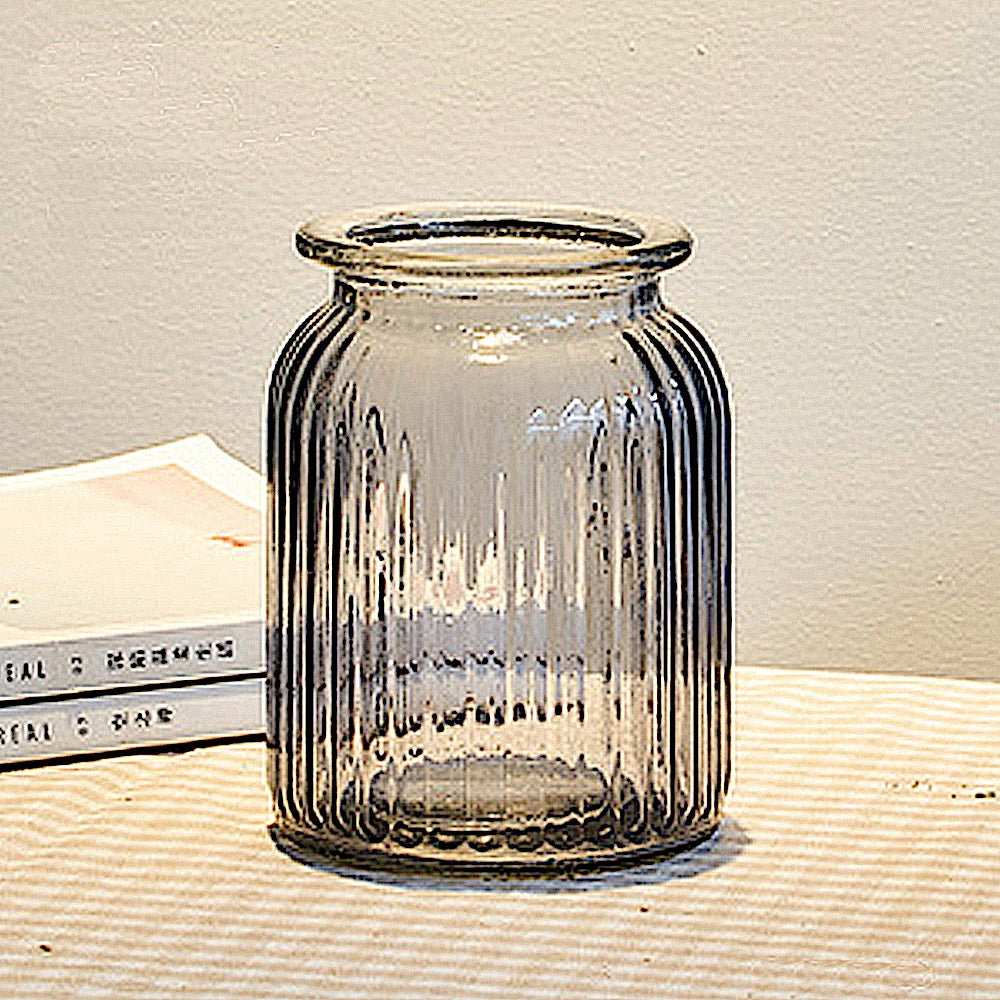 Smoke Glass Ribbed Vase SHCE0290028