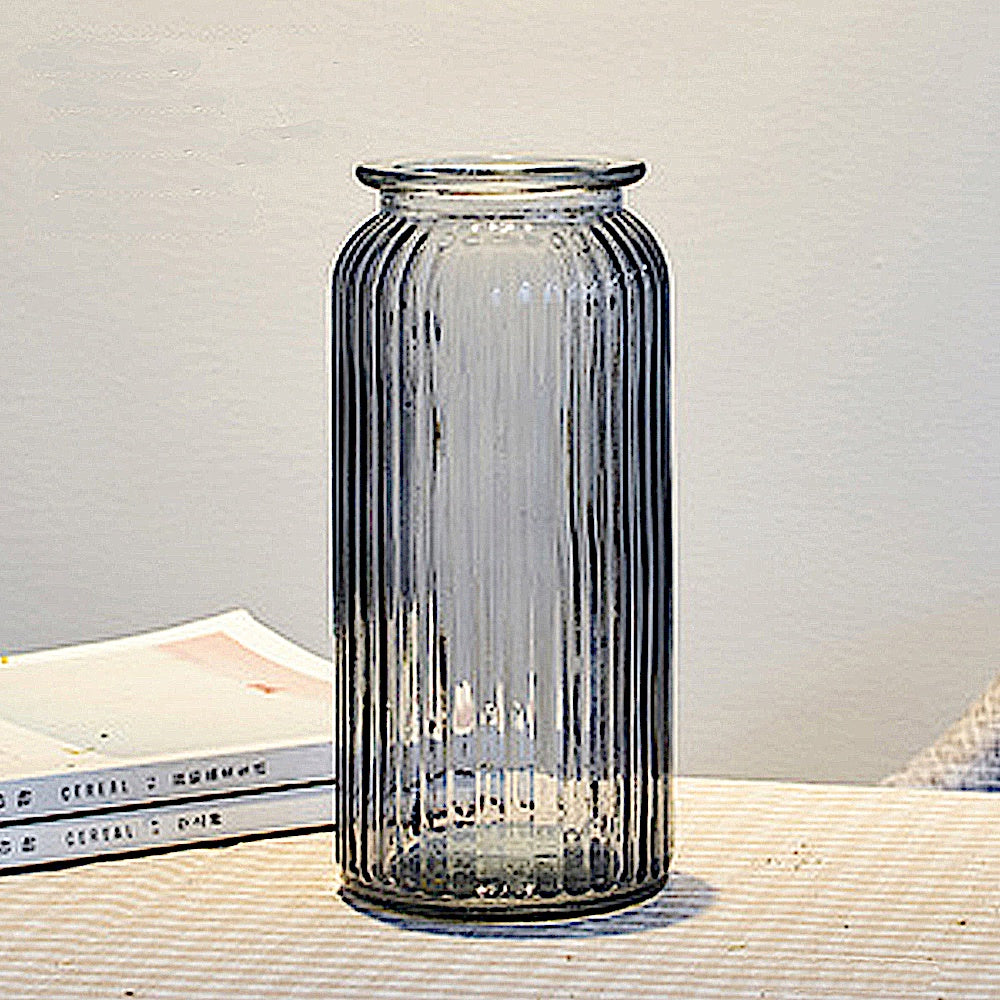 Smoke Glass Ribbed Vase SHCE0290030