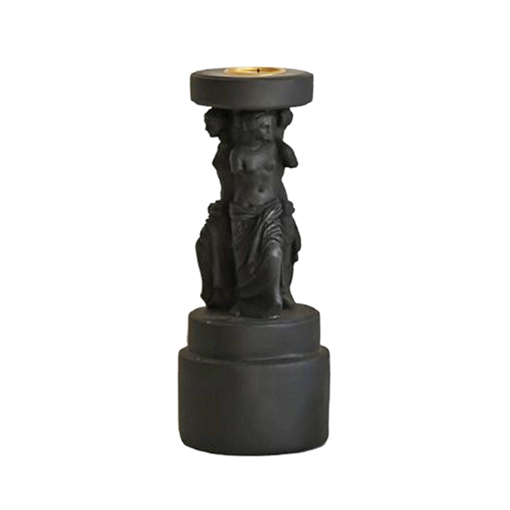 Resin Greek Sculptural Candleholder - Black