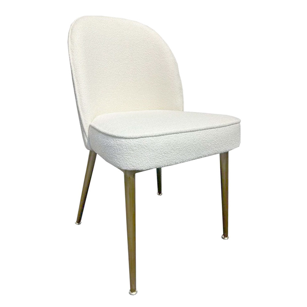 Keane Dining Chair - White Boucle with Gold Legs STS-DC205-GLD