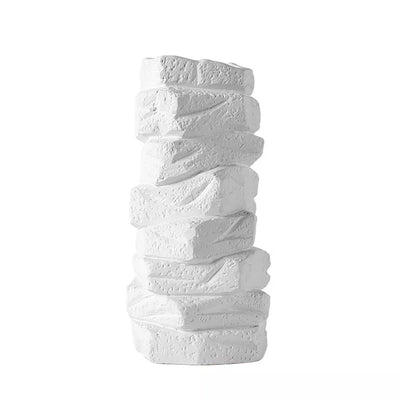 White Textured Ceramic Block Vase - Tall TS215-W