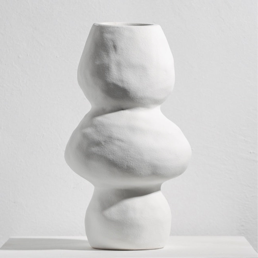 White Textured Irregular Ceramic Vase TS305W