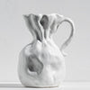 White Ceramic Vase with Handle Detail TS371W