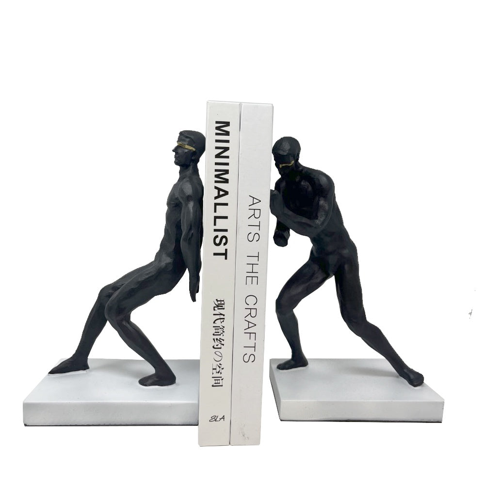 Black Resin Figurative Bookends - Set of 2 W8000-1022/1023-B
