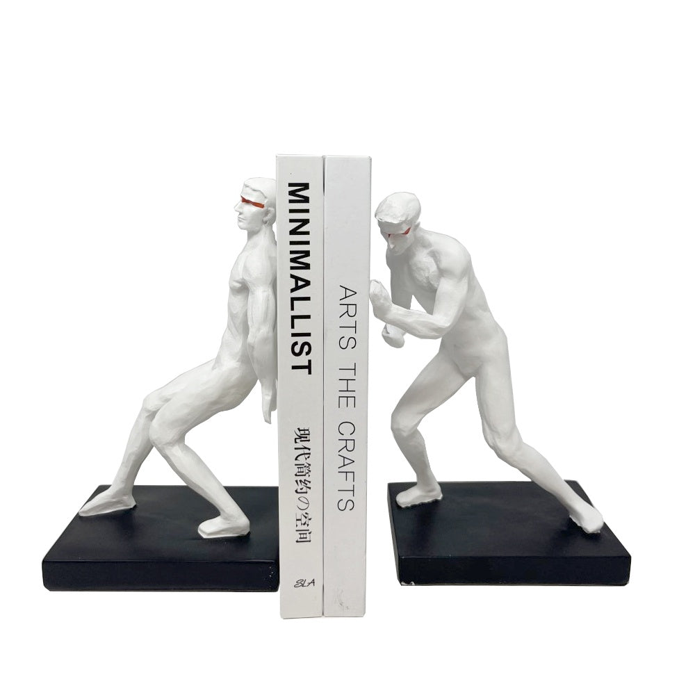 White Resin Figurative Bookends - Set of 2 W8000-1022/1023-W