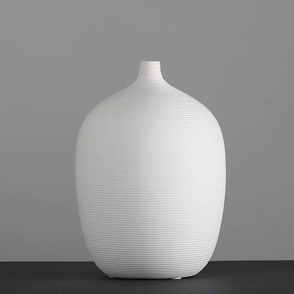 White Ceramic Ribbed Vase X1514-1