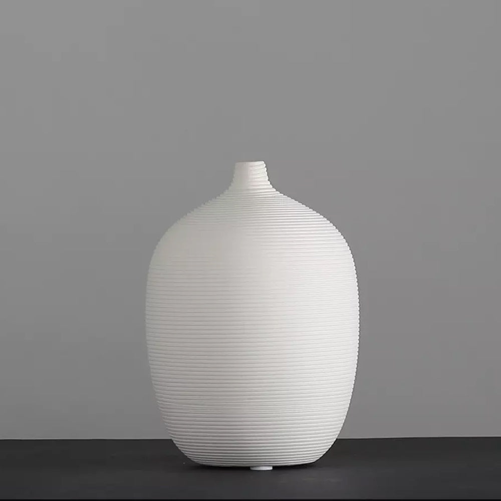 White Ceramic Ribbed Vase X1514-2