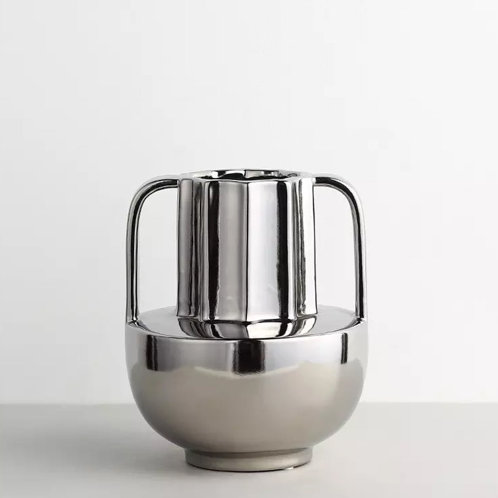 Chrome Finish Ceramic Vase X2352-2S