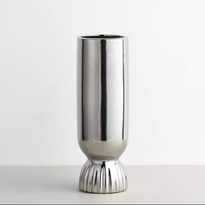 Chrome Finish Ceramic Vase X2354-2S