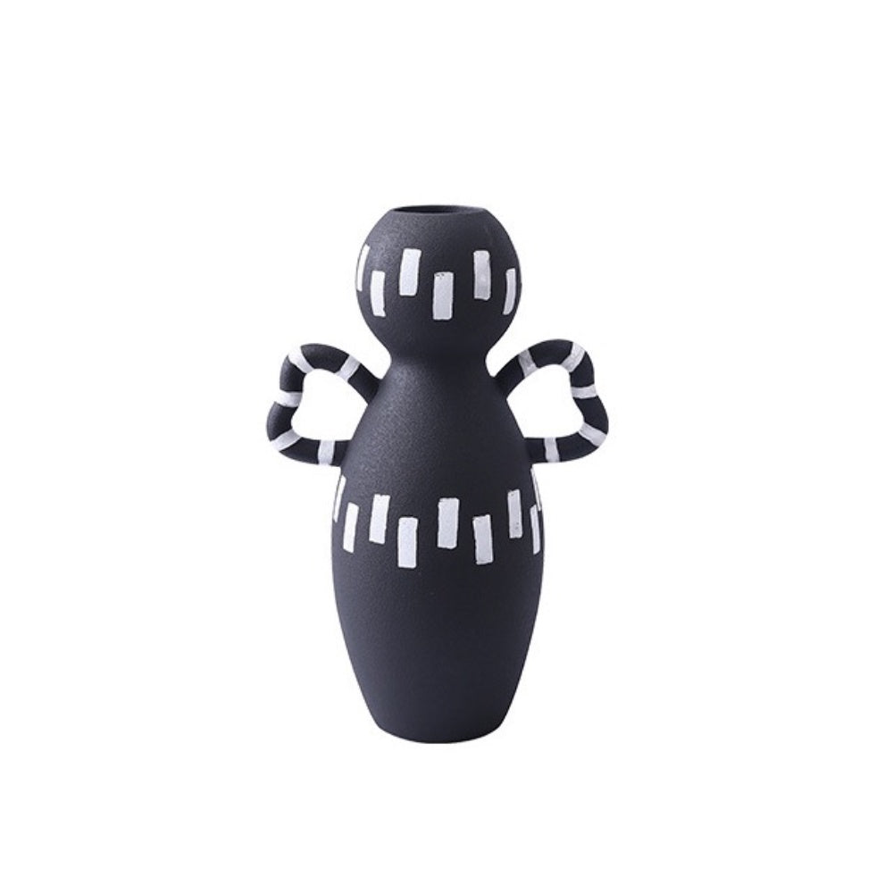 Black & White Ceramic Vase with Handles XR-017