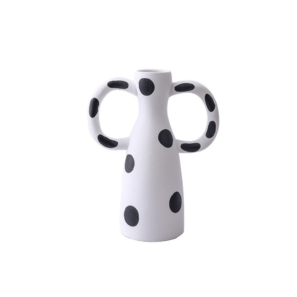 White & Black Ceramic Vase with Handles XR-019