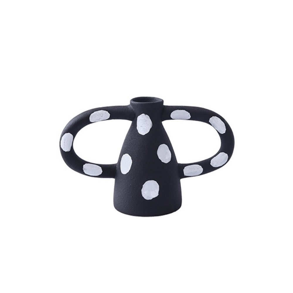 Black & White Ceramic Vase with Handles XR-022
