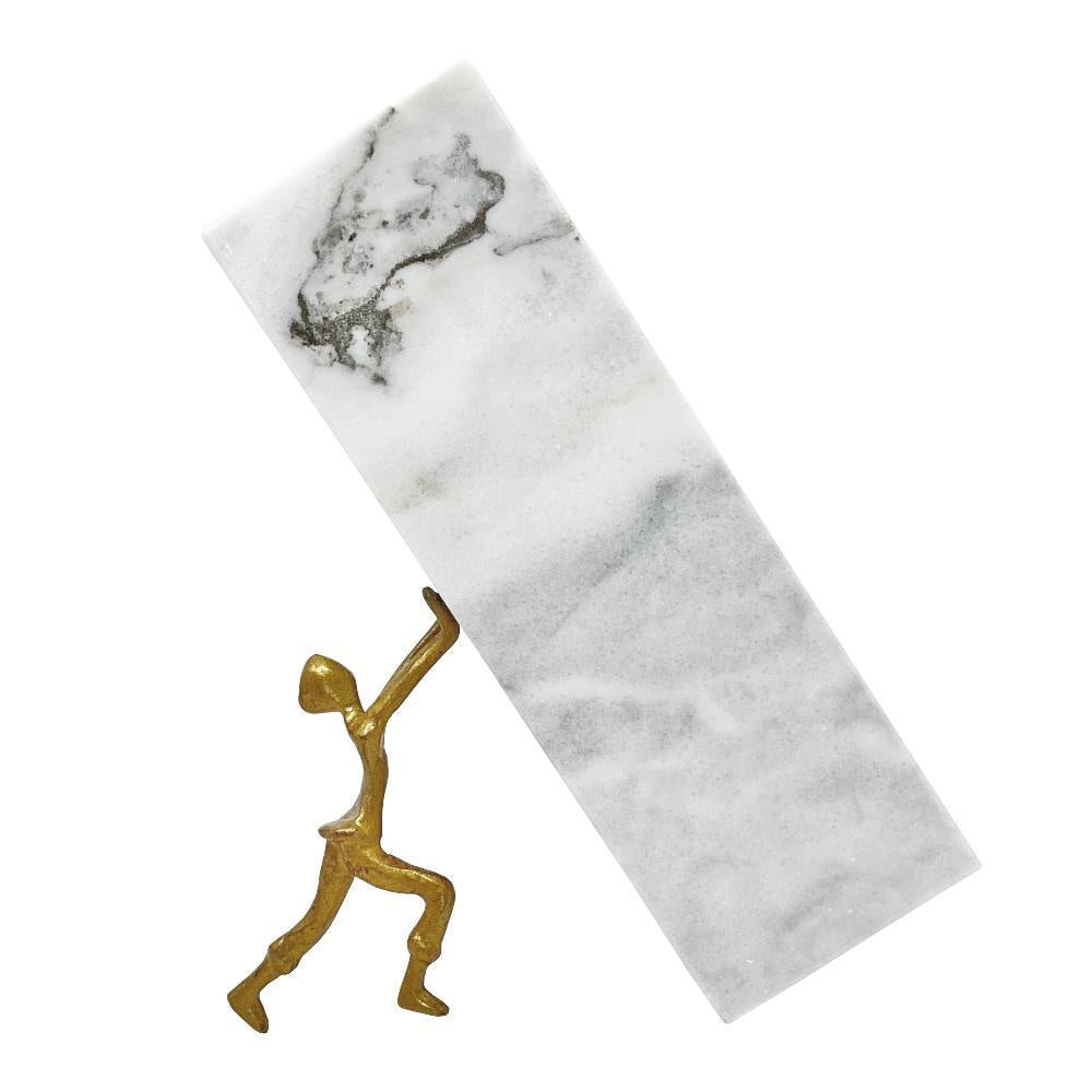 The Worker Iron Sculpture with Marble Block FB-W1901