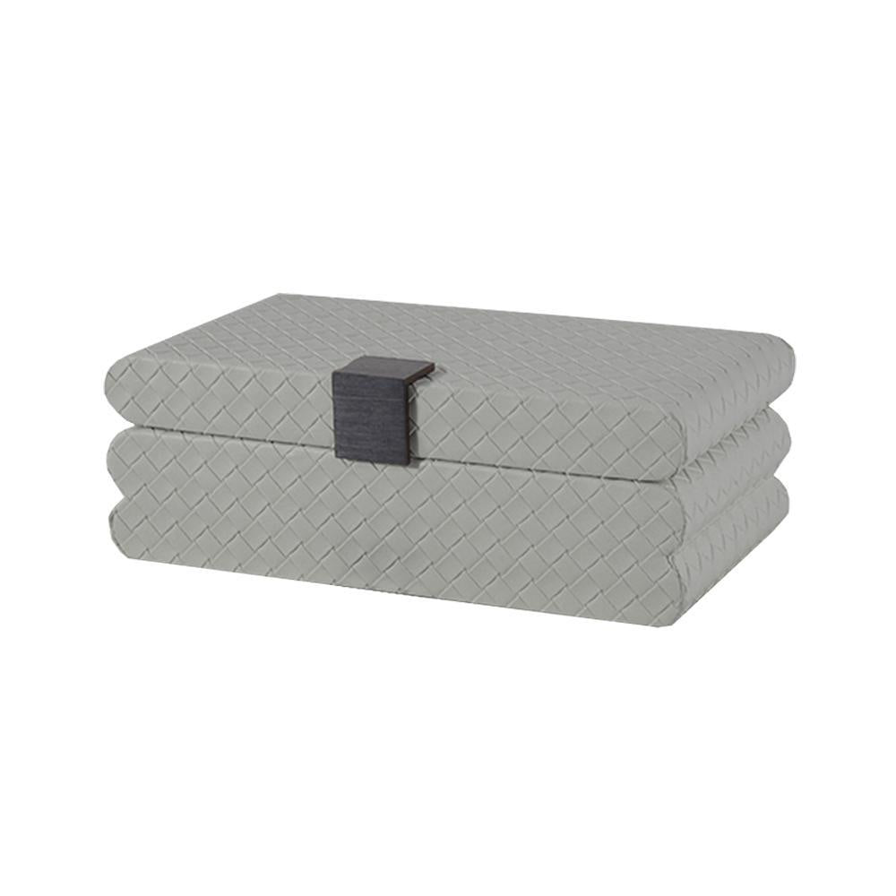 Sage Green Woven Leather Decorative Box with Metal Detail - Large FB-PG2103A