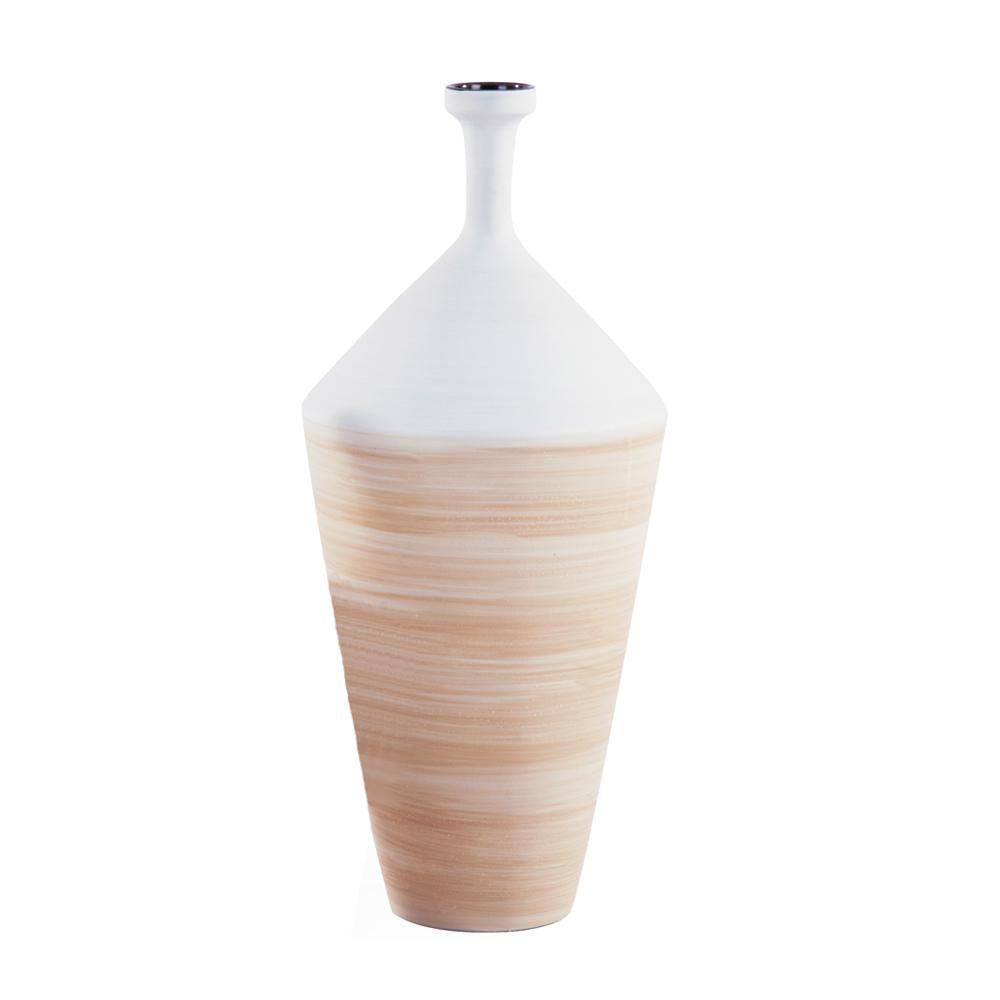 White & Beige Ceramic Vase - Tall 605692
