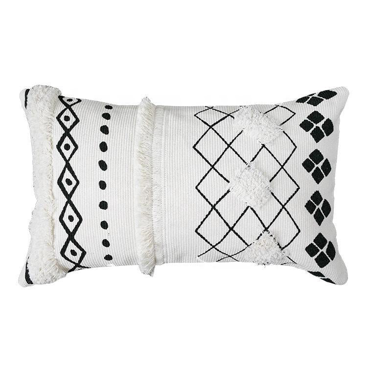 Black & White Tufted Woven Cushion RB016