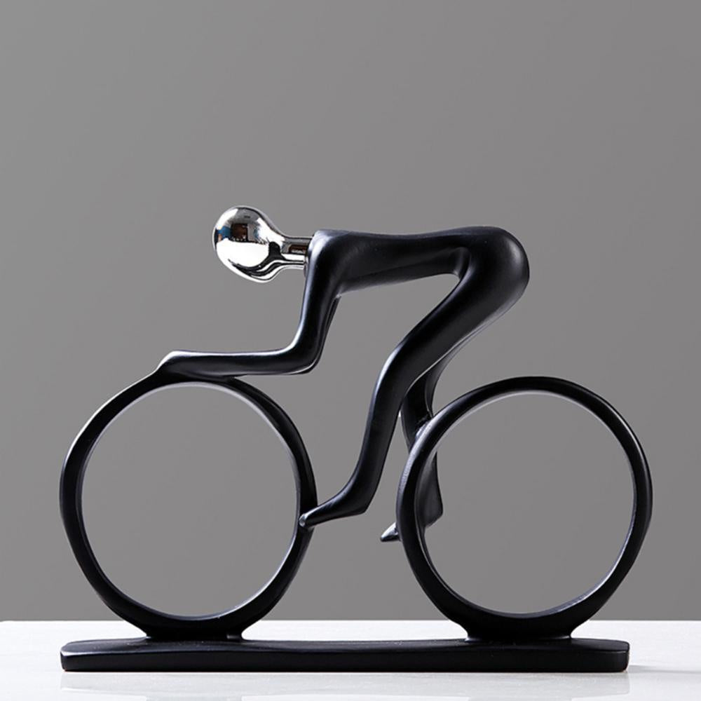 Black & Silver Resin Cyclist Sculpture ZD-118