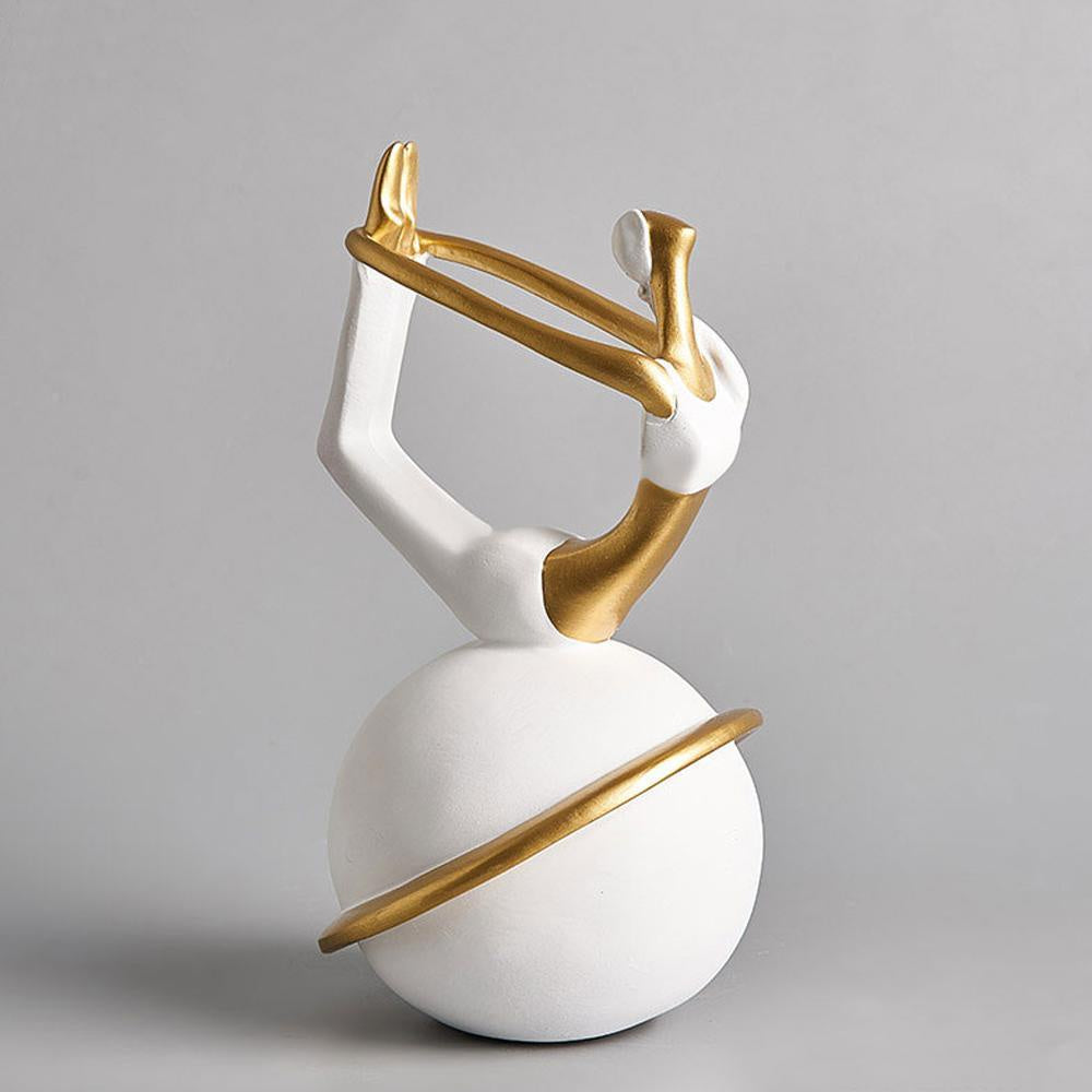 White & Gold Resin Yoga Figurine - E SHBA1212010