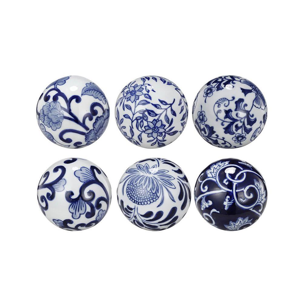 Set of 6 Blue & White Porcelain Orbs AV69831