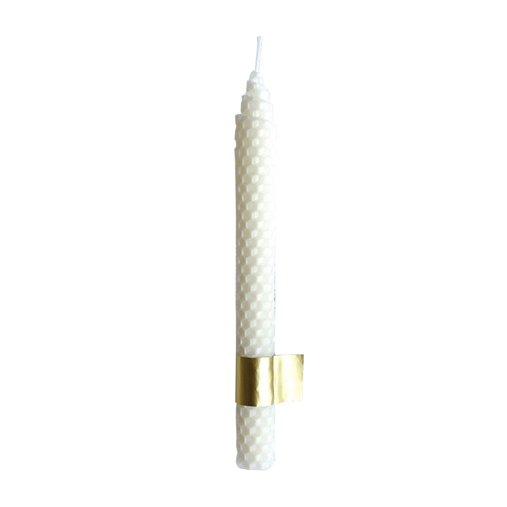 Honeycomb Pattern Taper Candle - Ivory FB-039-W