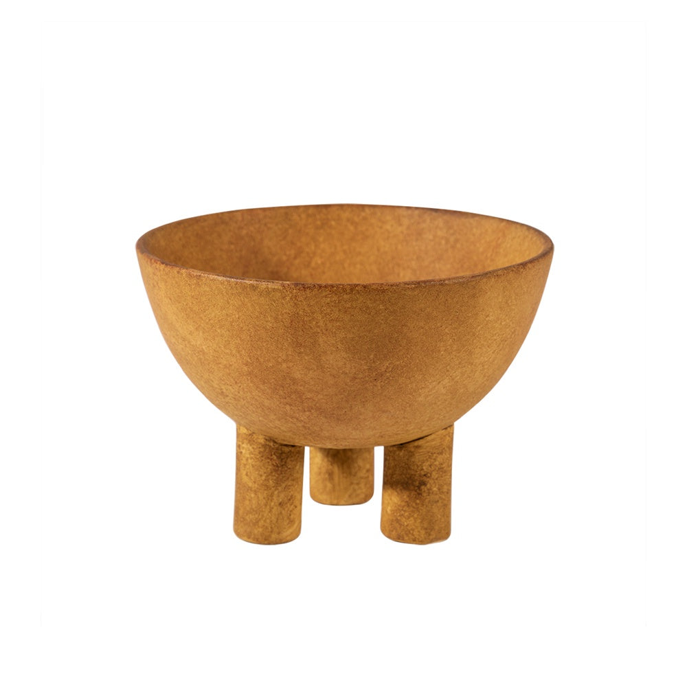 Ochre Ceramic Bowl with Feet - Small ML01404622Y2