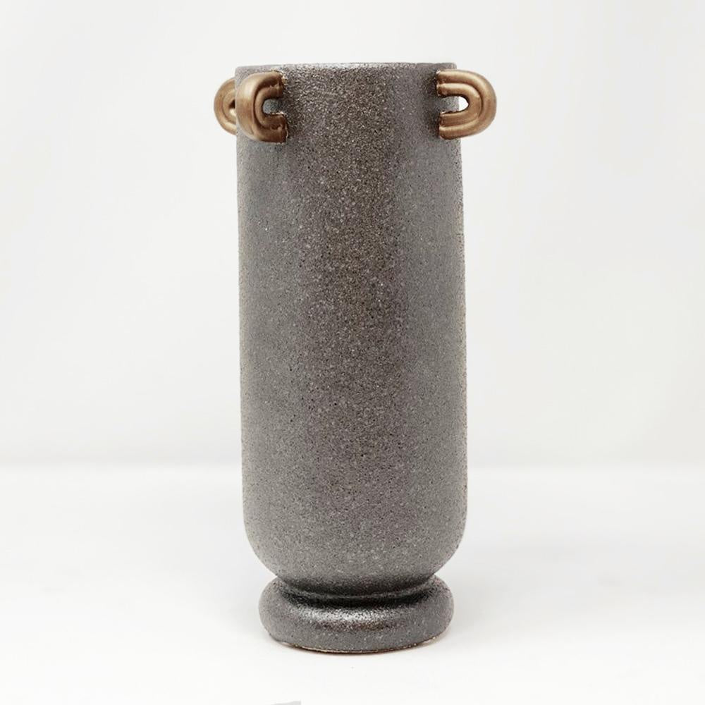 Charcoal Ceramic Vase with Contrast Details - Tall SS055-B