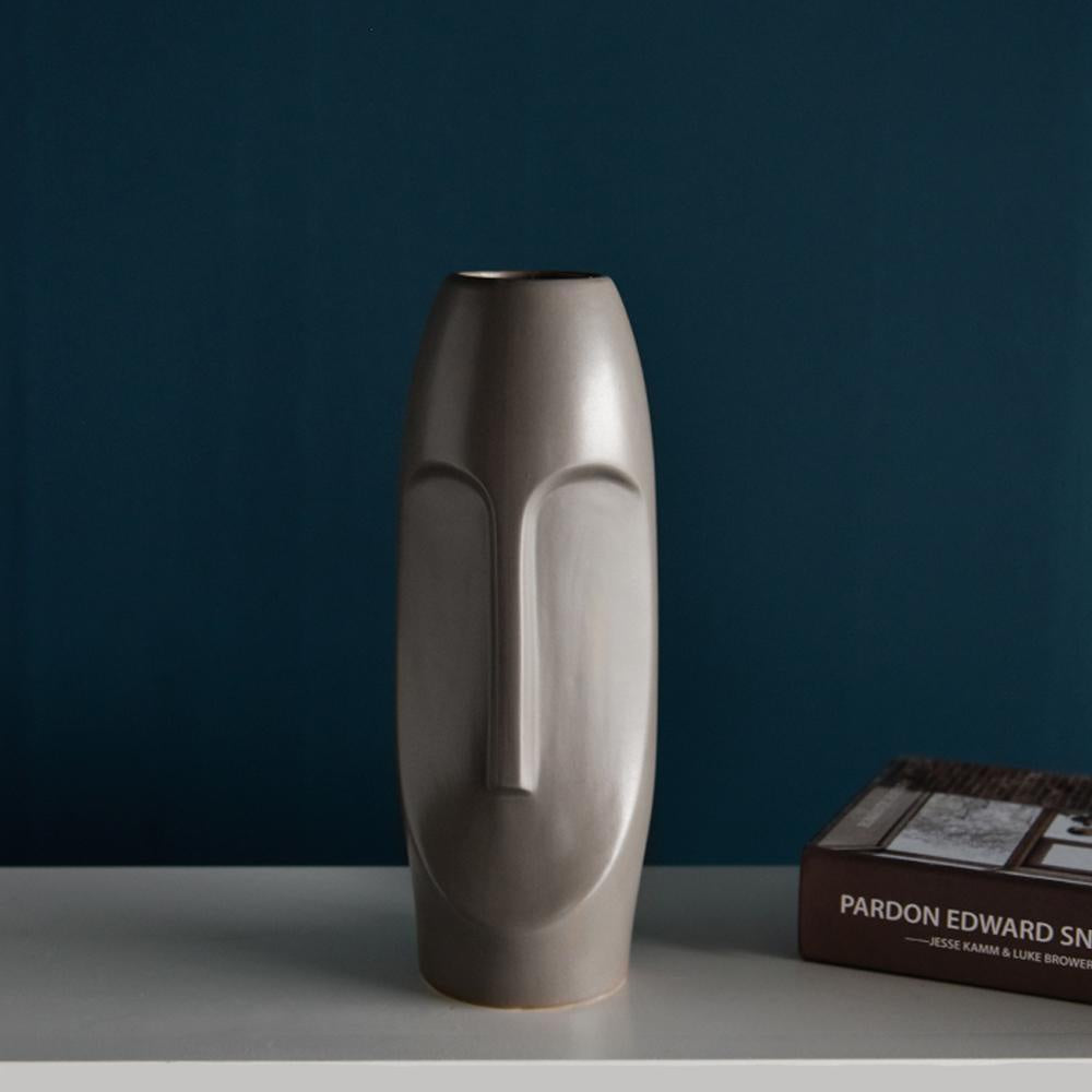 Abstract Face Vase Dark Grey - Tall JO-345-A