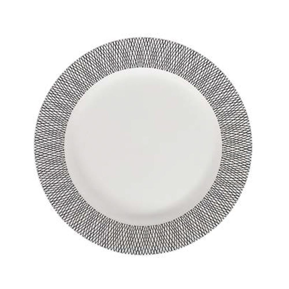 White Dinner Plate with Black Criss-Cross Rim RYHZ0267W1