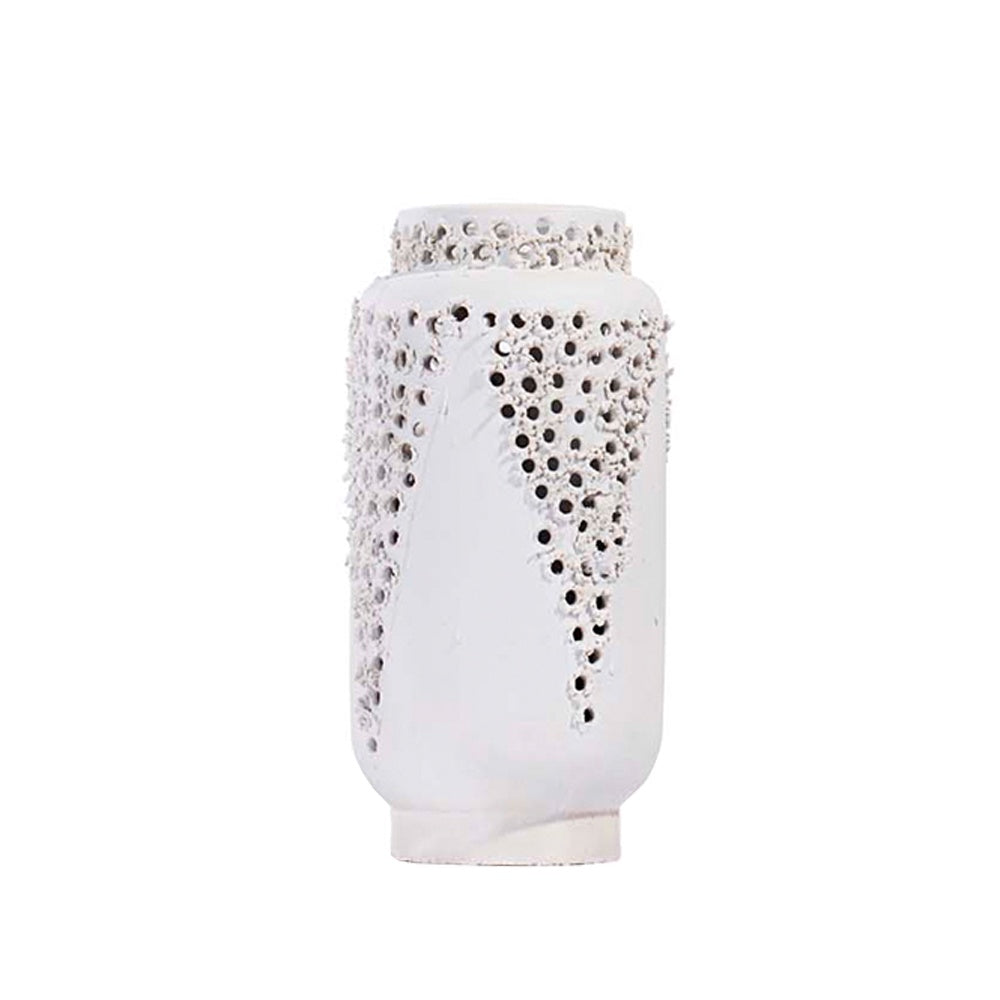 White Porcelain Vase with Cutout Pattern Detail - Medium 608520
