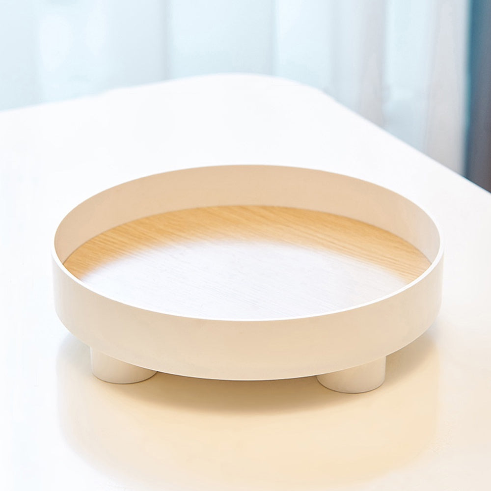 White Round Iron Tray with Feet SHDB1376003