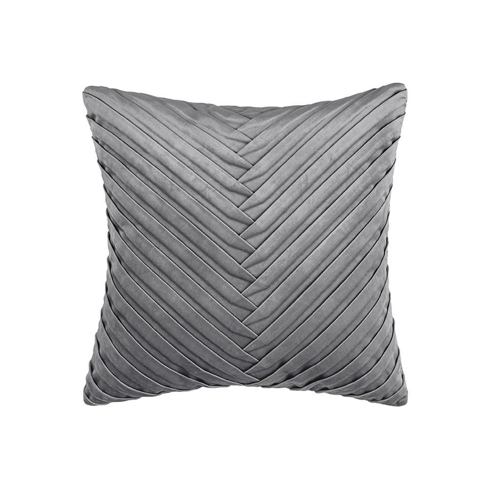 Grey Velvet Cushion with Pleated Design MND261