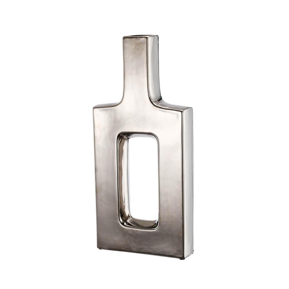 Silver Ceramic Keyhole Vase - Tall AV0310