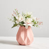 Faux Pastel Floral Arrangement in Pink Ceramic Vase زهور مزهرية